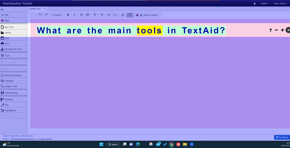 A sentence being highlighted and singled out on a document