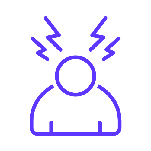 outline of a person with zigzags above from their head