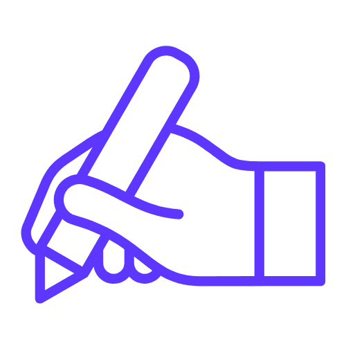 Outline of a hand holding a pencil