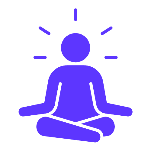 A person in a relaxed state of mind with their legs crossed