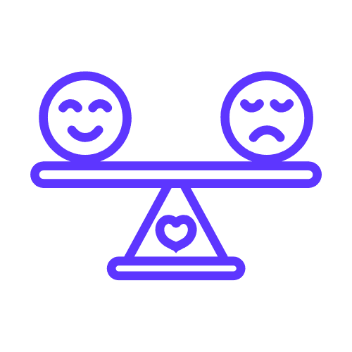 A smiley and sad face on either end of weighing scales