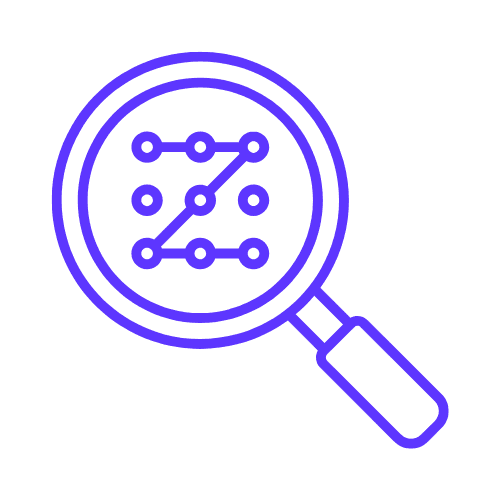 A magnifying glass with a pattern inside