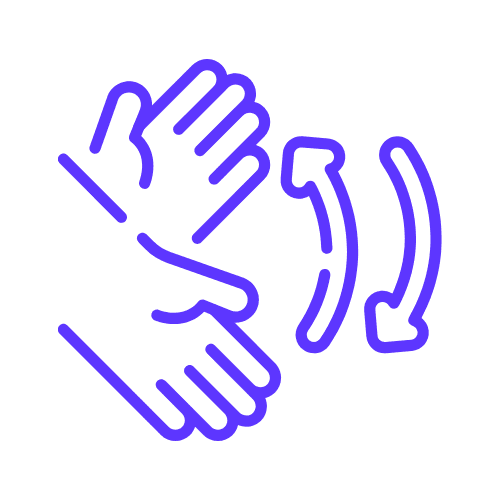 A hand moving up and down with arrows alongside to symbolise the direction of movement