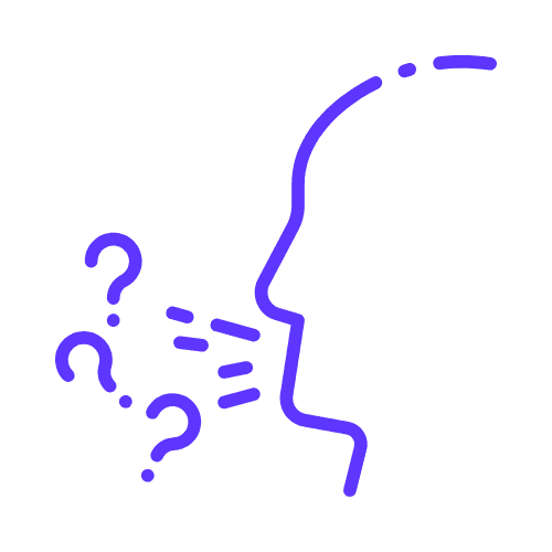 Outline of a face with speech marks coming from their mouth