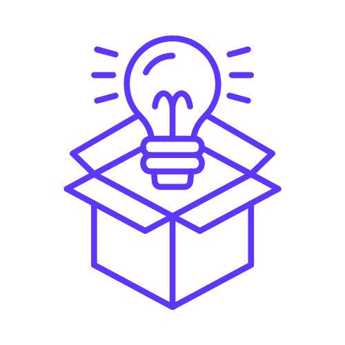 A lightbulb coming out from a cardboard box