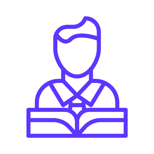 An outline of a person with a book open in front of them
